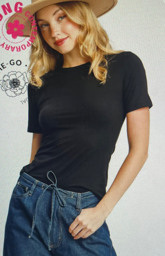 Black Second Skin Crew Tee