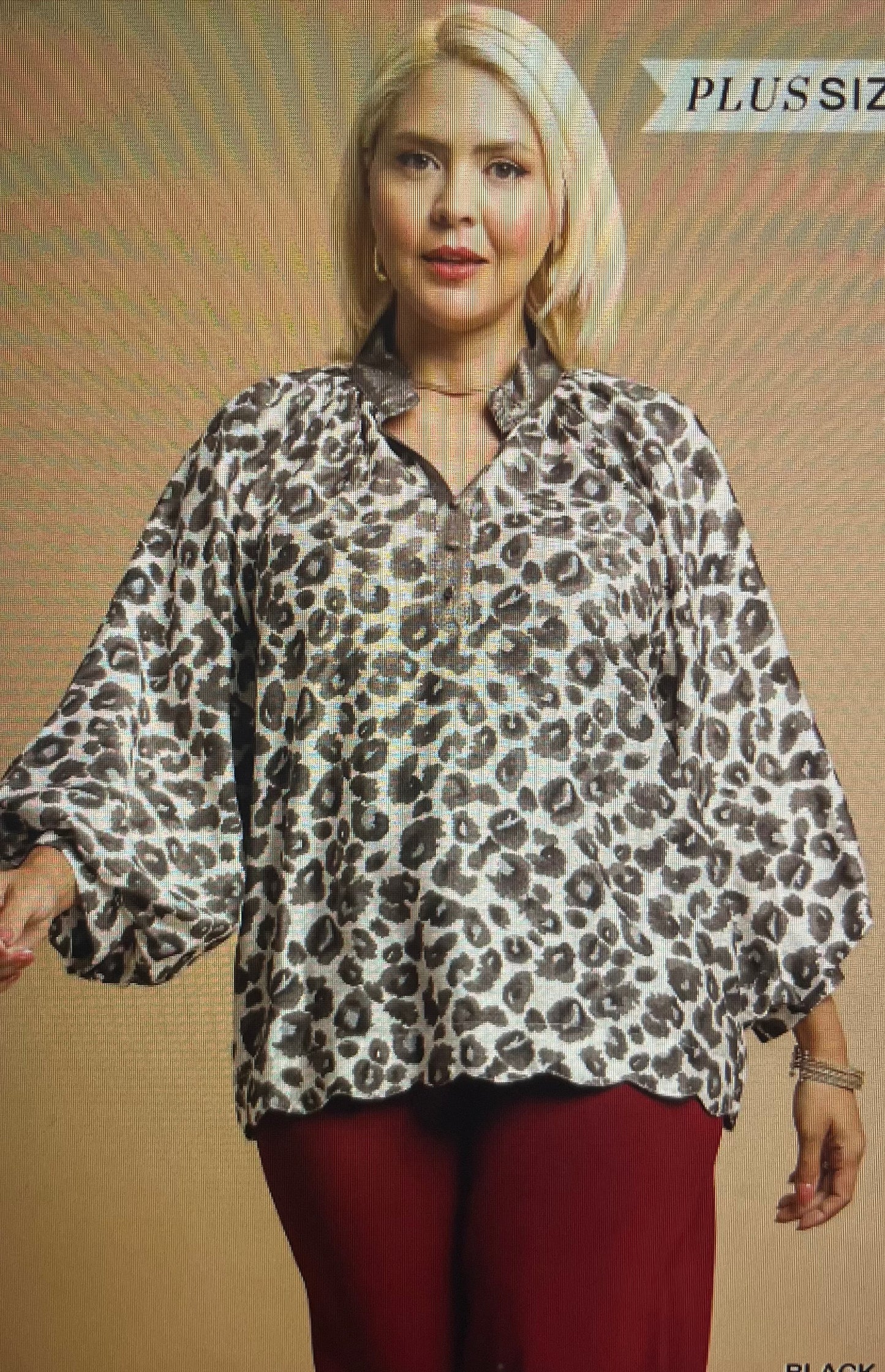Leopard Print Boho Blouse PLUS