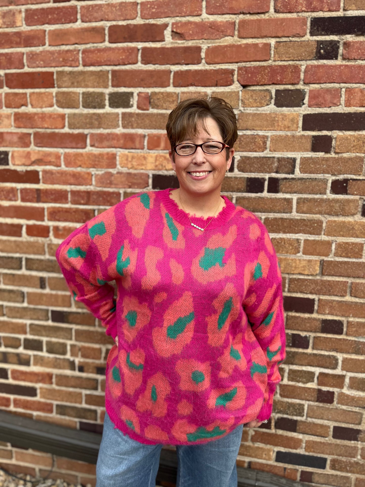 Leopard Destroyed Band Sweater PLUS