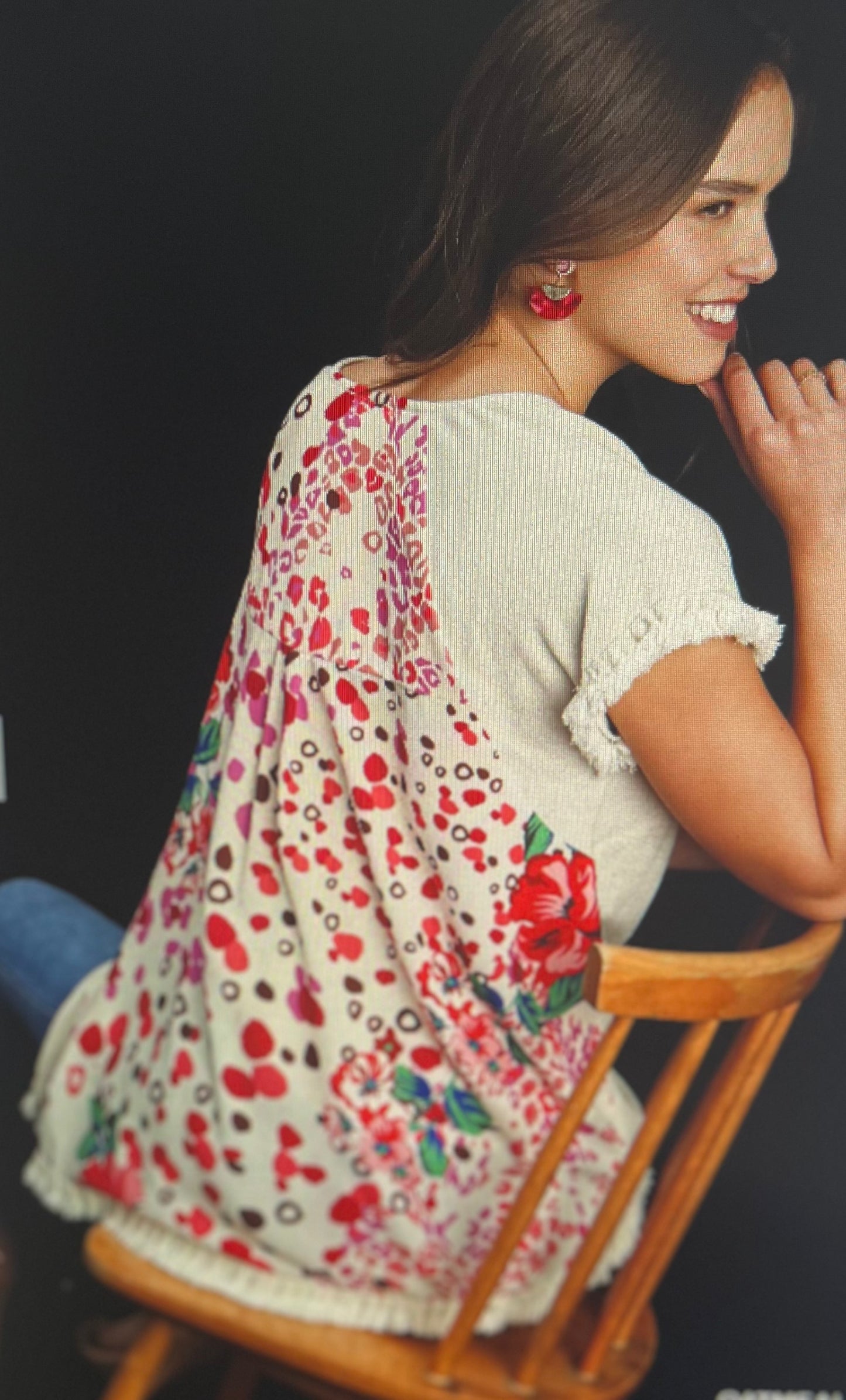 Floral Oatmeal Linen Blend Top