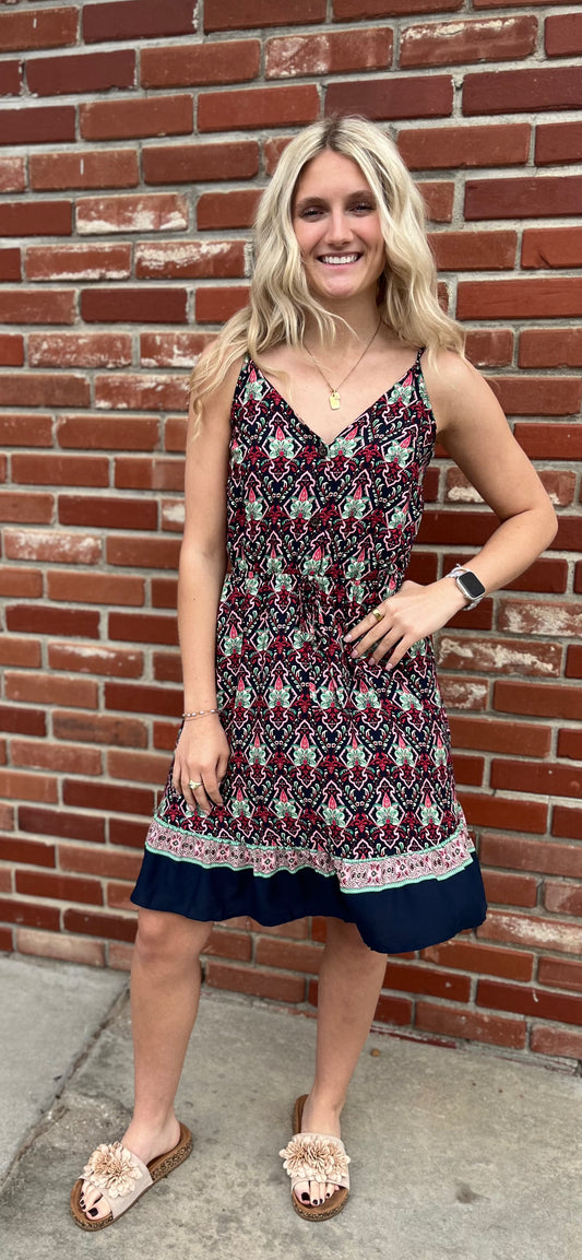 Navy Floral Mini Dress