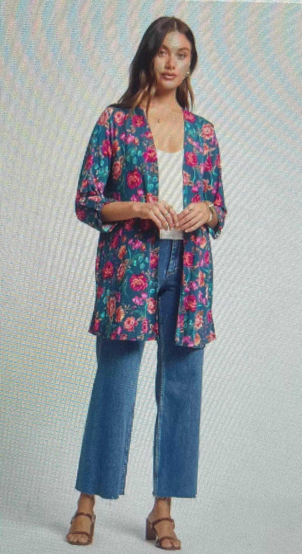 Teal Floral Fall Cardigan