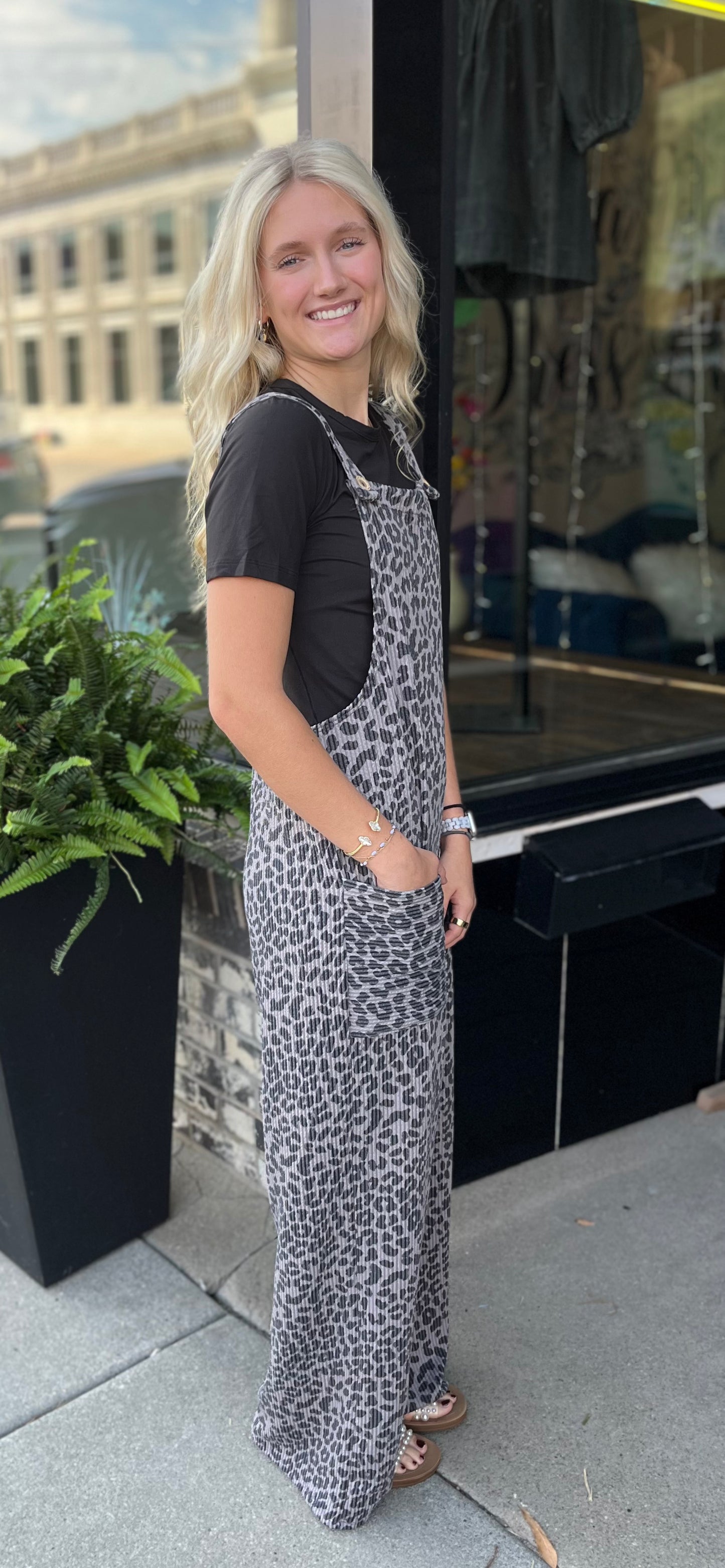 Leopard Ribbed Overall