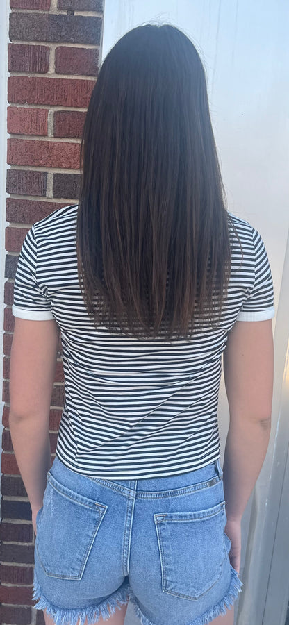 Fitted Stripe Stretch Tee