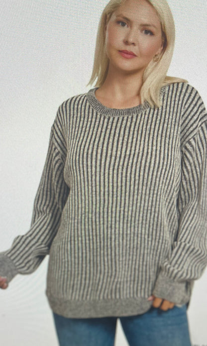 Black Two-Toned Sweater PLUS