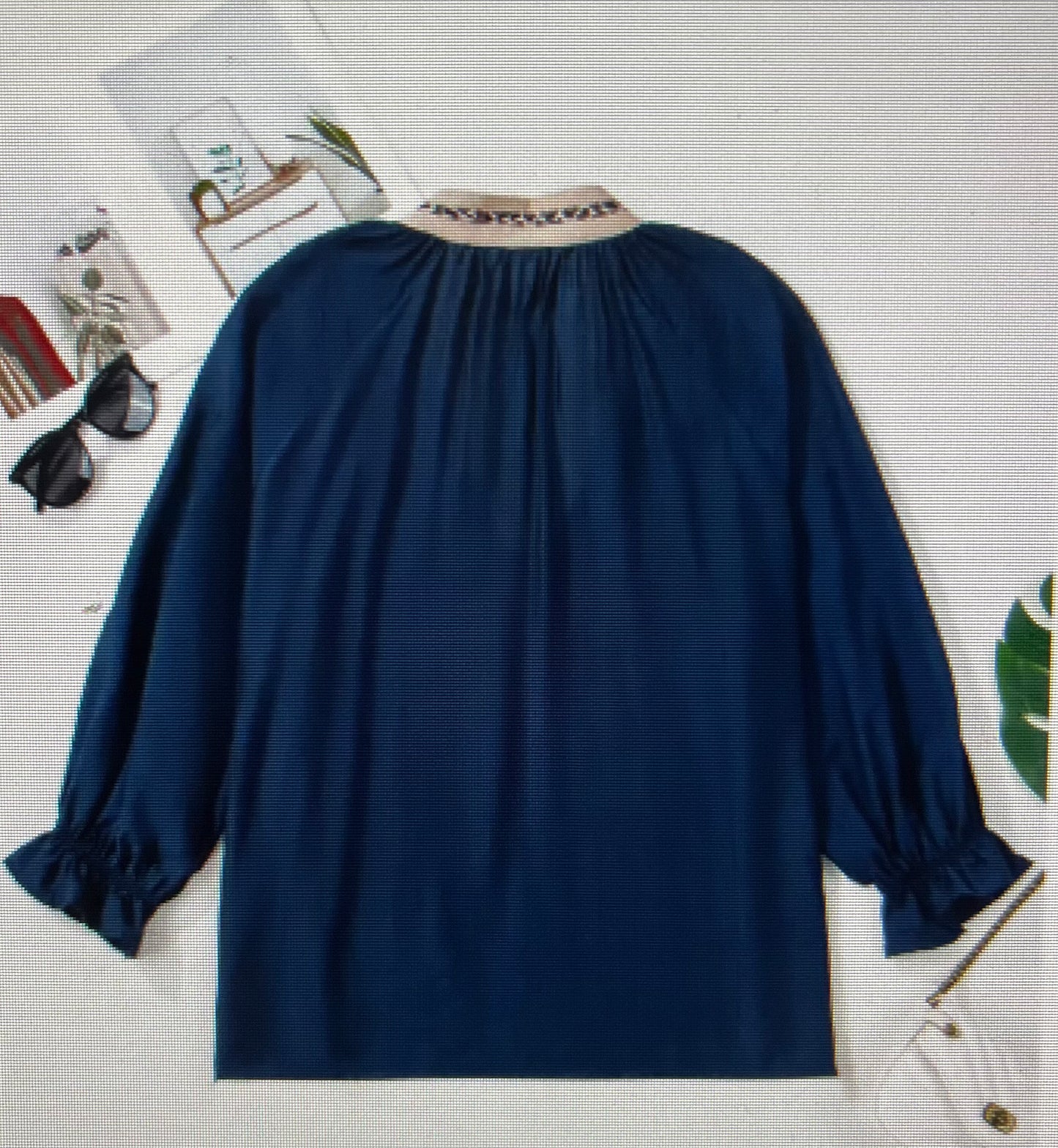 Navy Leopard Detail Top PLUS