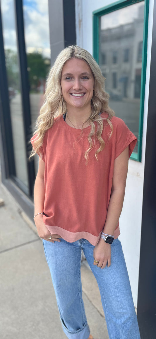 Clay Linen Blend Summer Top
