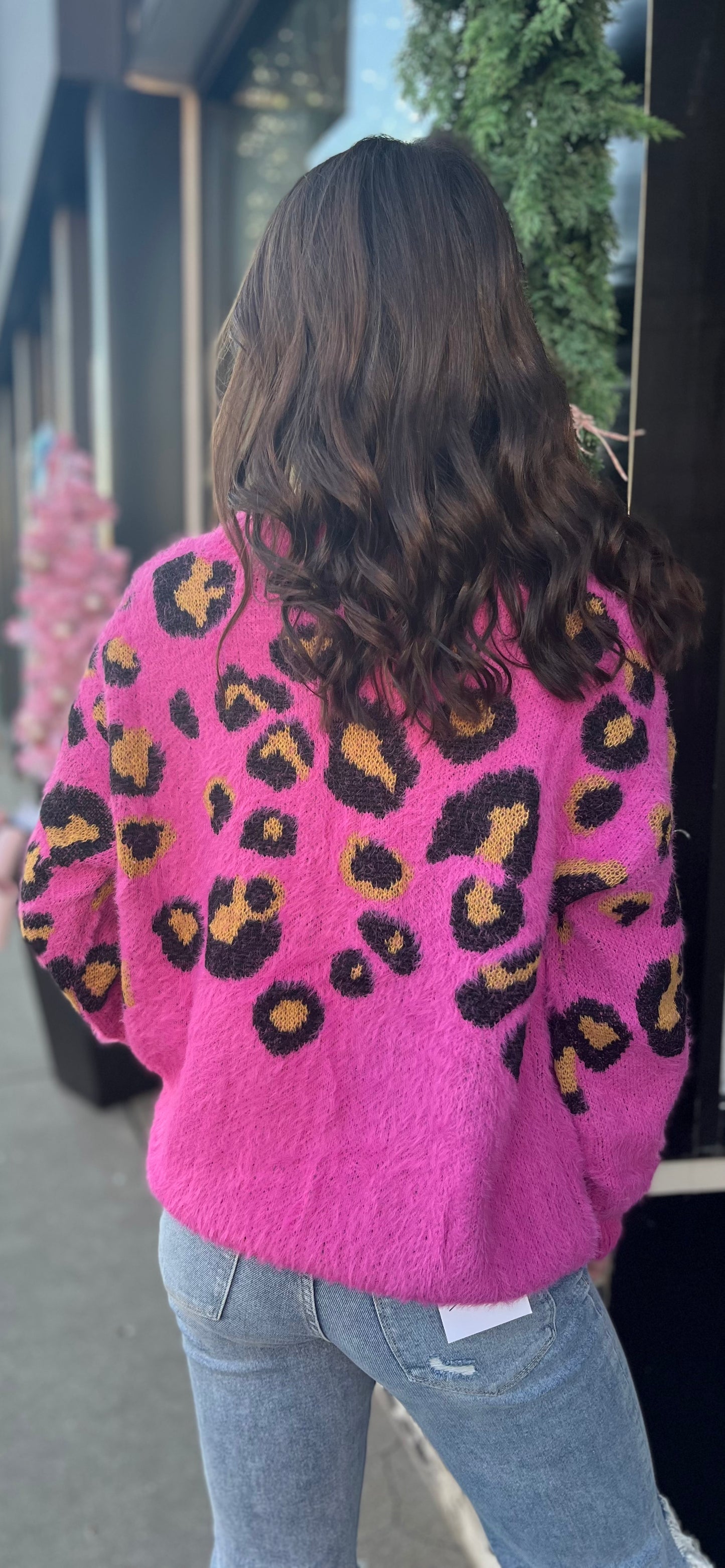 Magenta Animal Print Cardigan