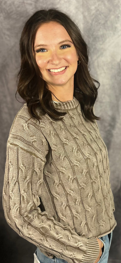 Washed Brown Cut Edge Sweater