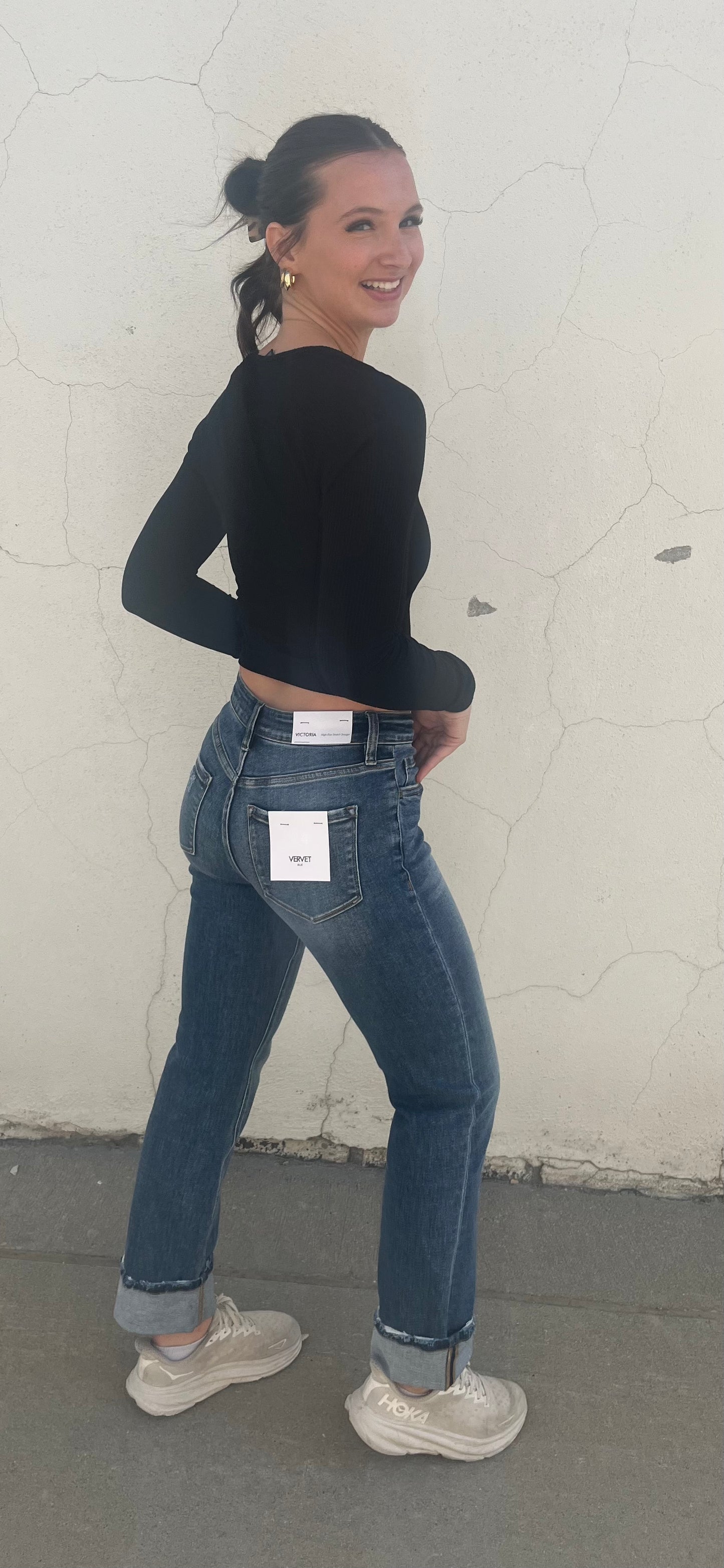High Rise Cuff Straight Jean