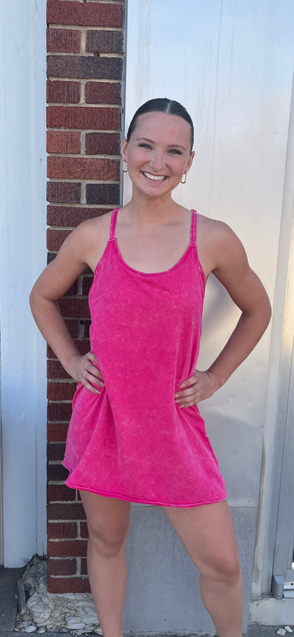 Crinkle Washed Mini-Dress Romper