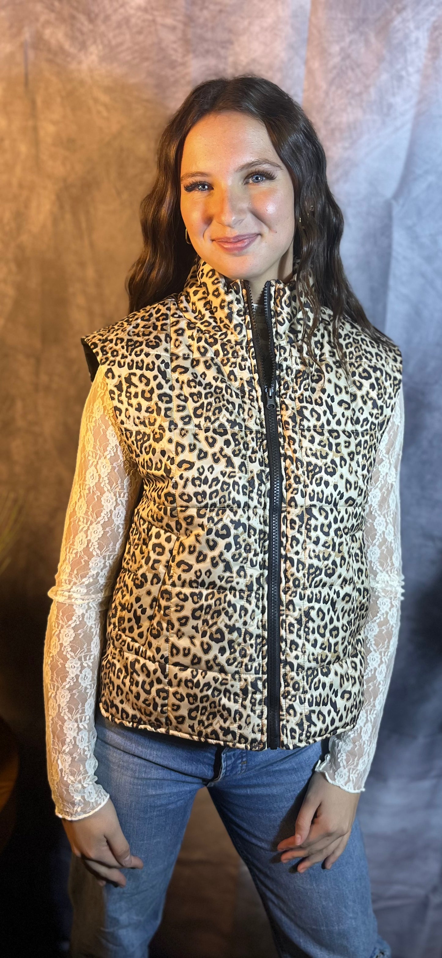 Leopard Print Puffer Vest