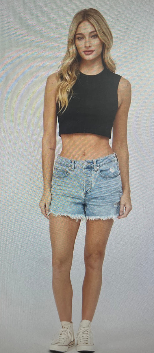 High Rise Cool Blue Shorts