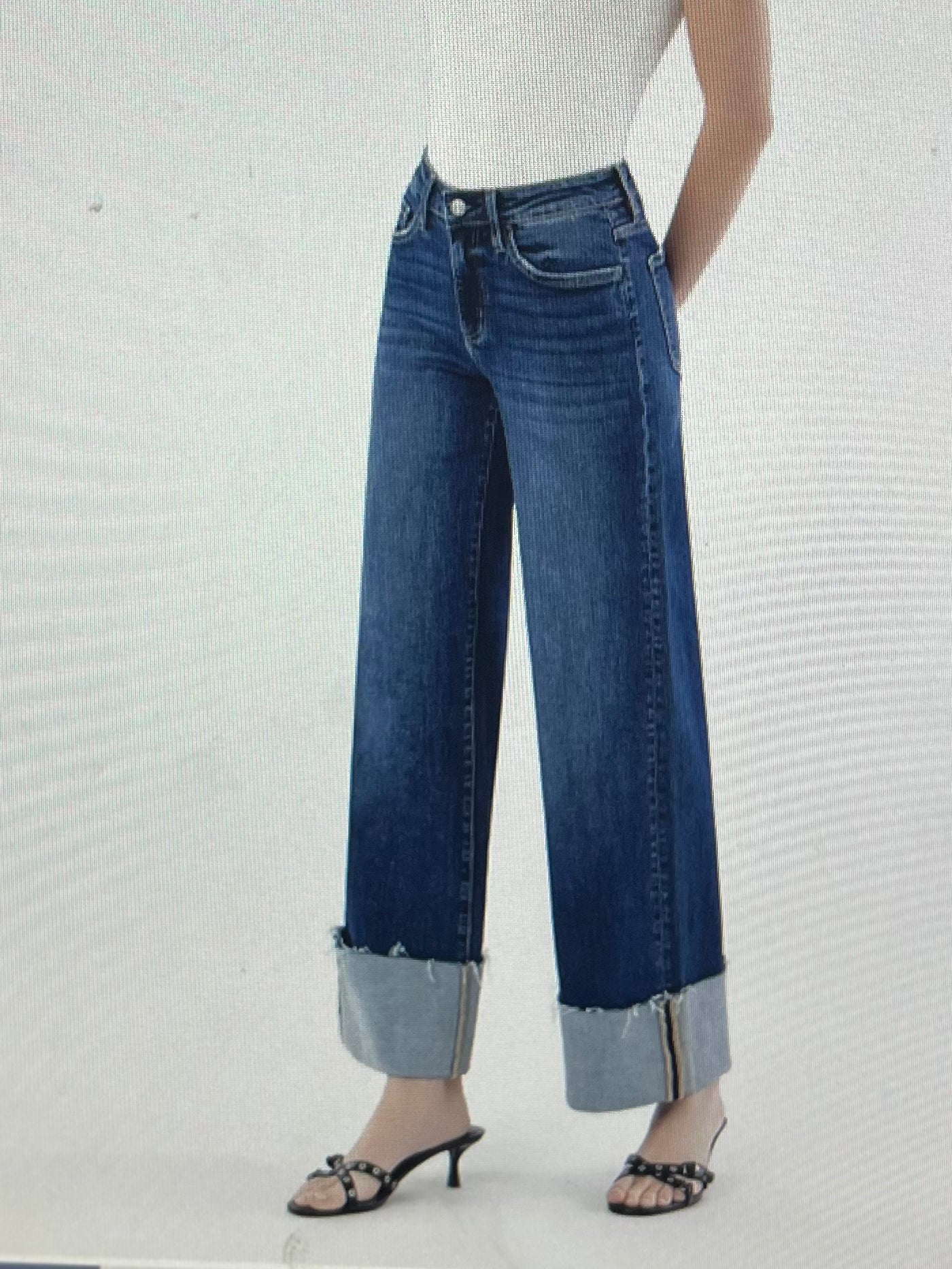 High Rise Dark Denim Cuff Jean PLUS