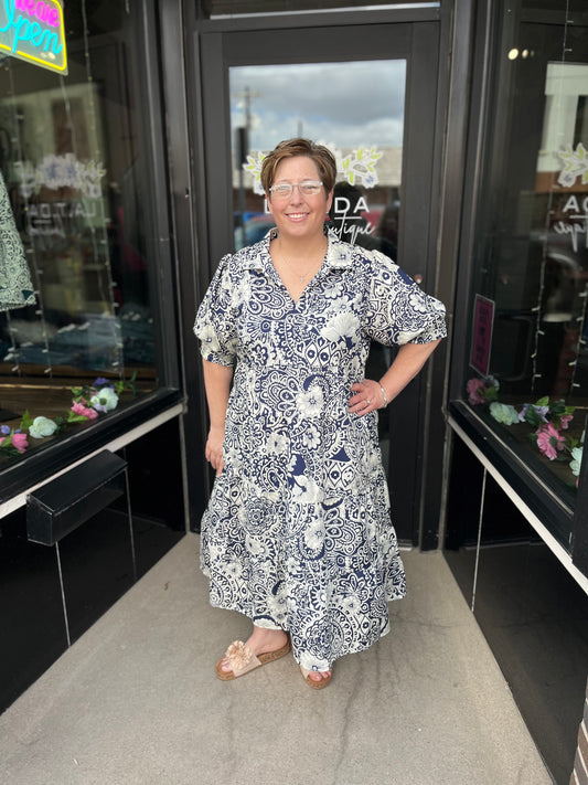Plus, Pretty Navy Midi Dress