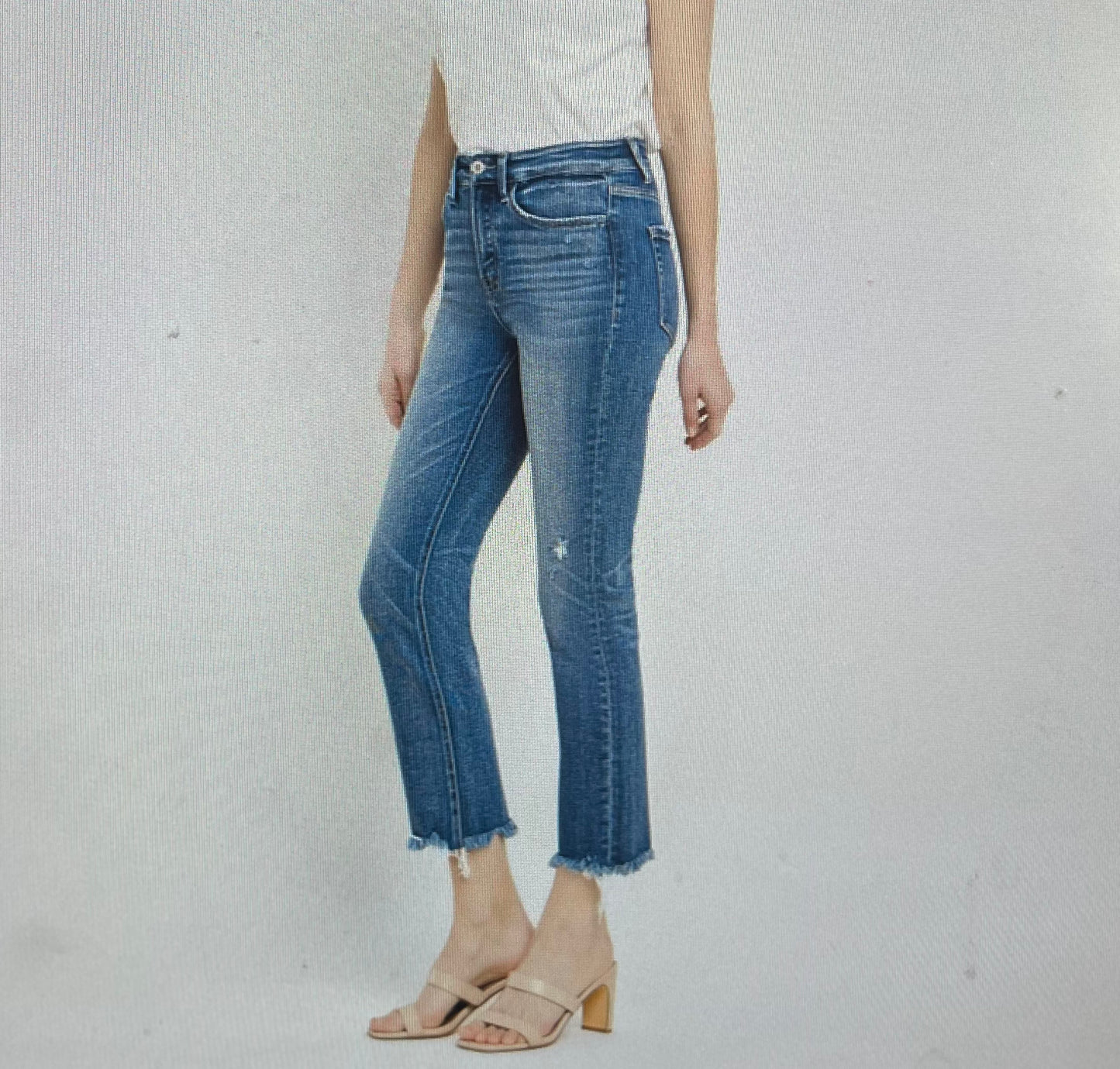 Uneven Raw Hem Straight Crop PLUS