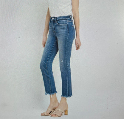 Uneven Raw Hem Straight Crop PLUS