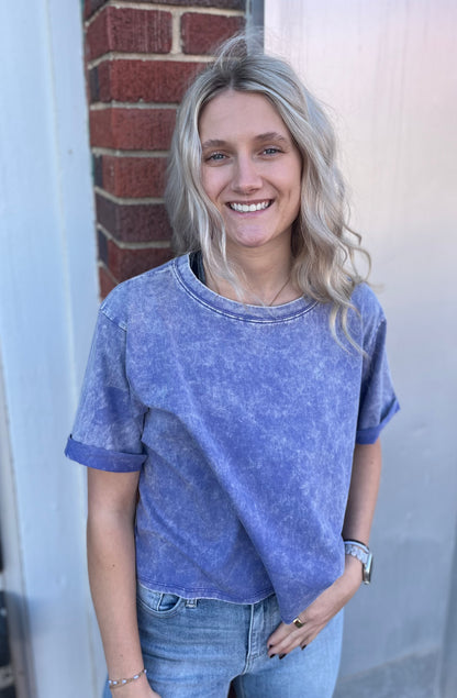 Acid Wash Marlin Crop Top