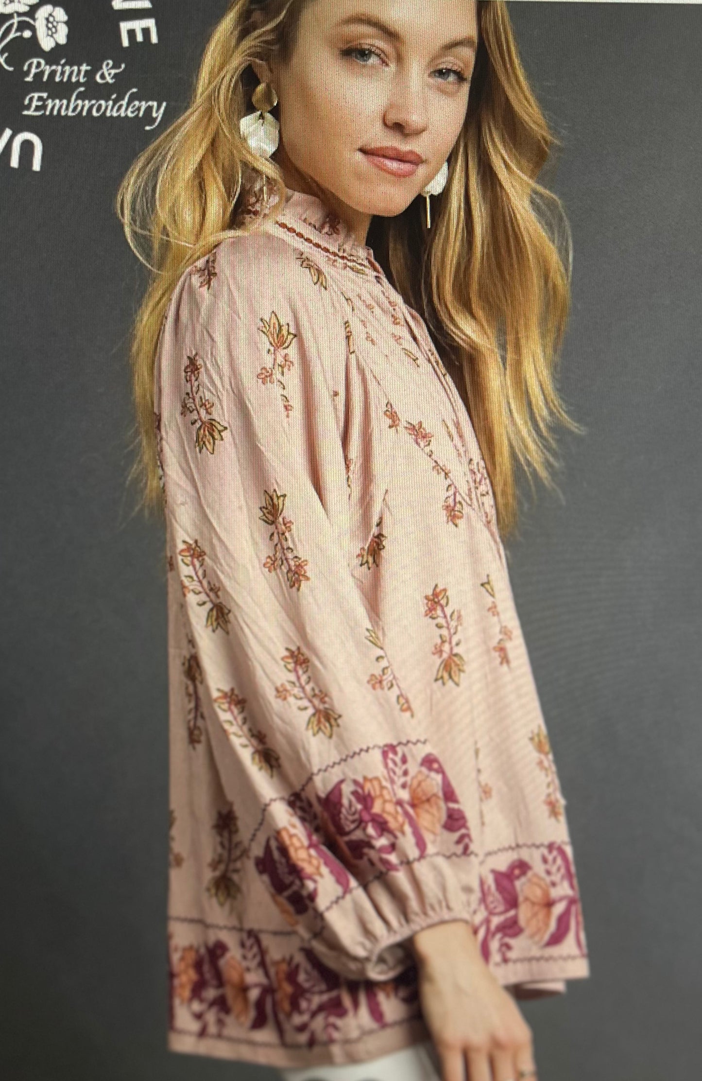 Stone Floral Boho Top