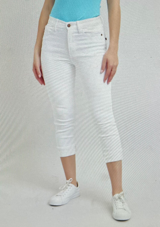 Judy Blue White Cuff Capri