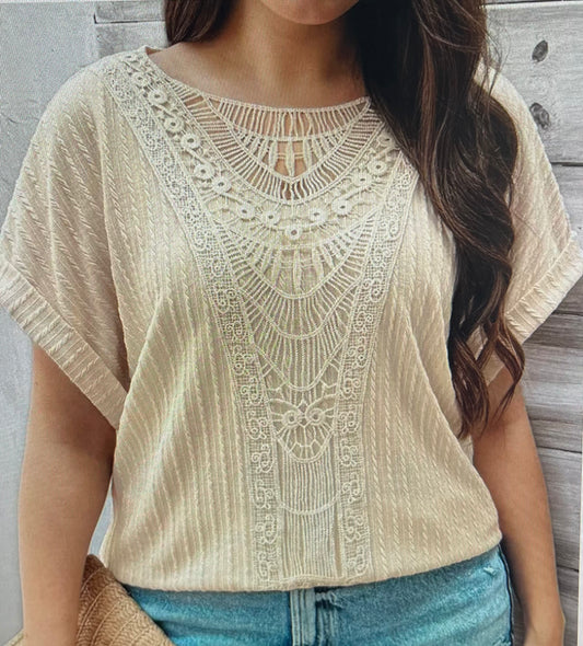 Beige Textured Top PLUS