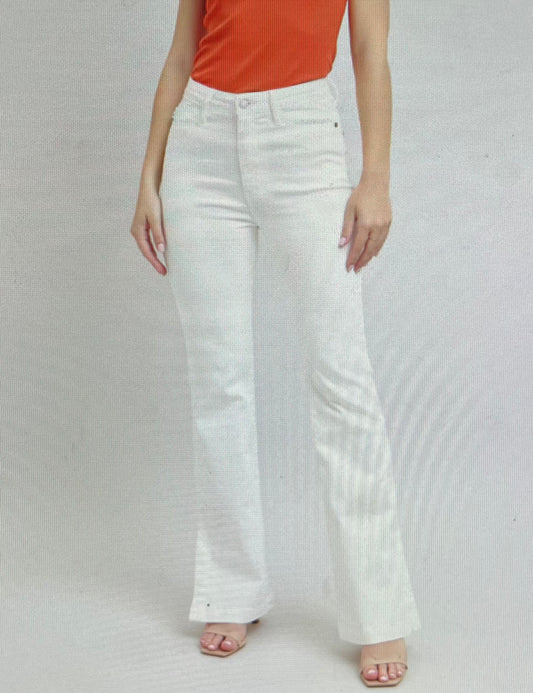 High Waist Side Slit Slim Bootcut Jeans