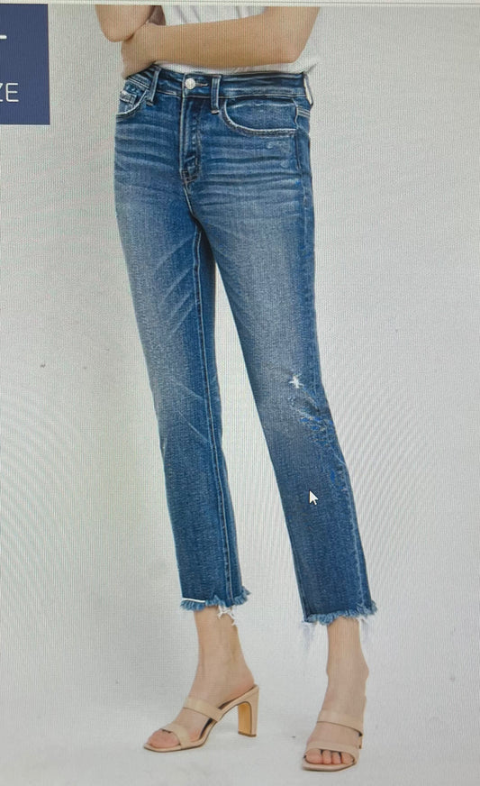 Uneven Raw Hem Straight Crop PLUS