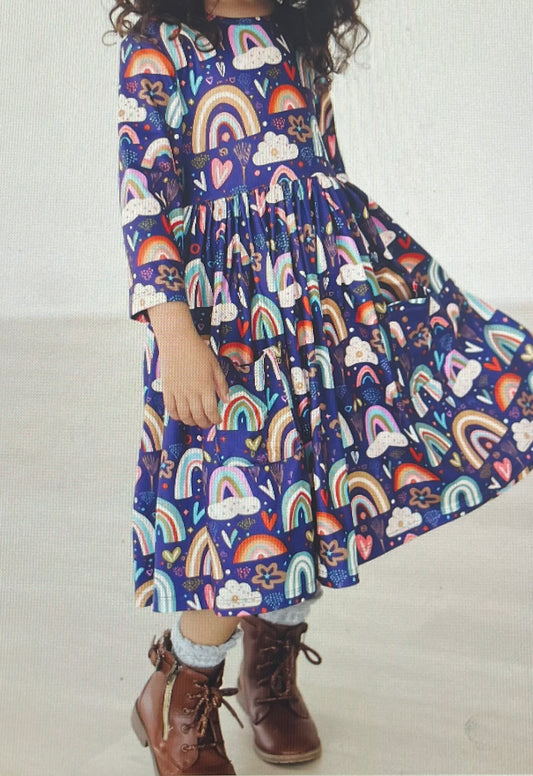 Midnight Rainbows Twirl Dress