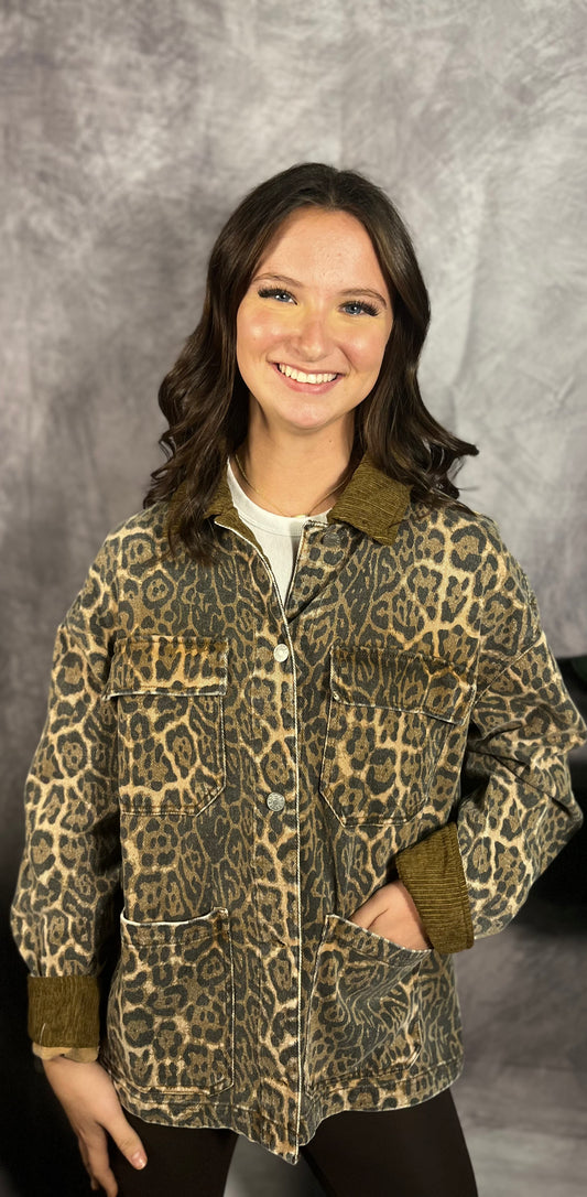 Leopard Print Barn Jacket