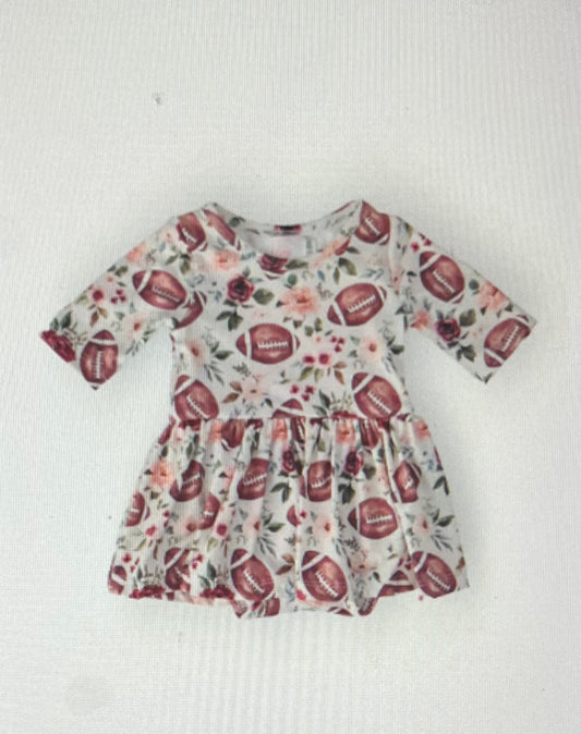 Footballs & Flowers Twirl Bodysuit