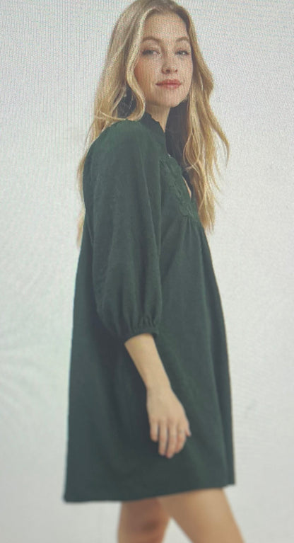 Hunter Green Lace Detail Dress