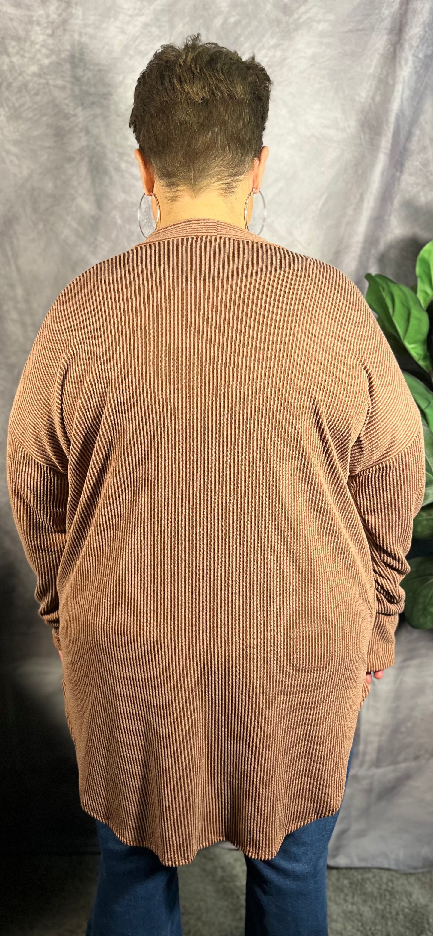 Rust Ribbed Cardigan PLUS