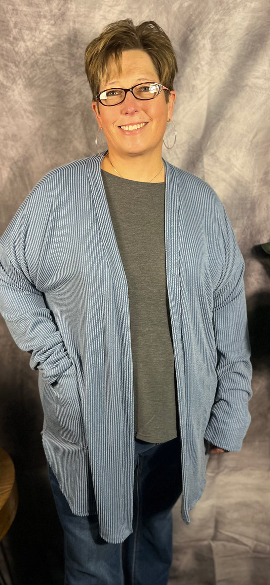 Denim Vintage Rib Cardigan PLUS