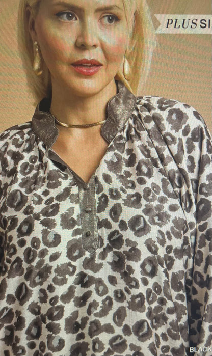 Leopard Print Boho Blouse PLUS