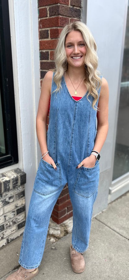 Denim Loose Fit Jumpsuit
