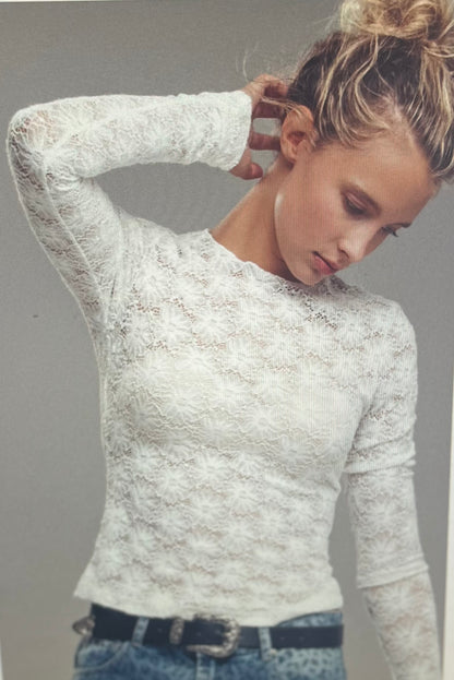 Ivory Floral Stretch Layer Top