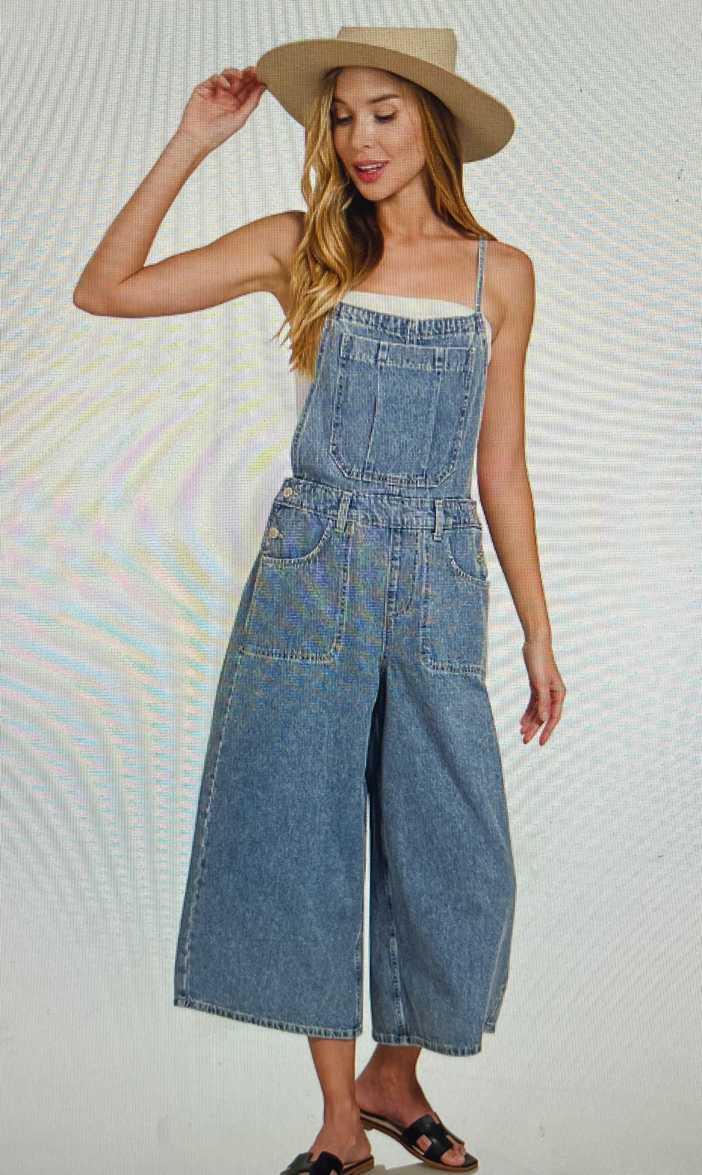 Denim Washed Wide Leg Overall