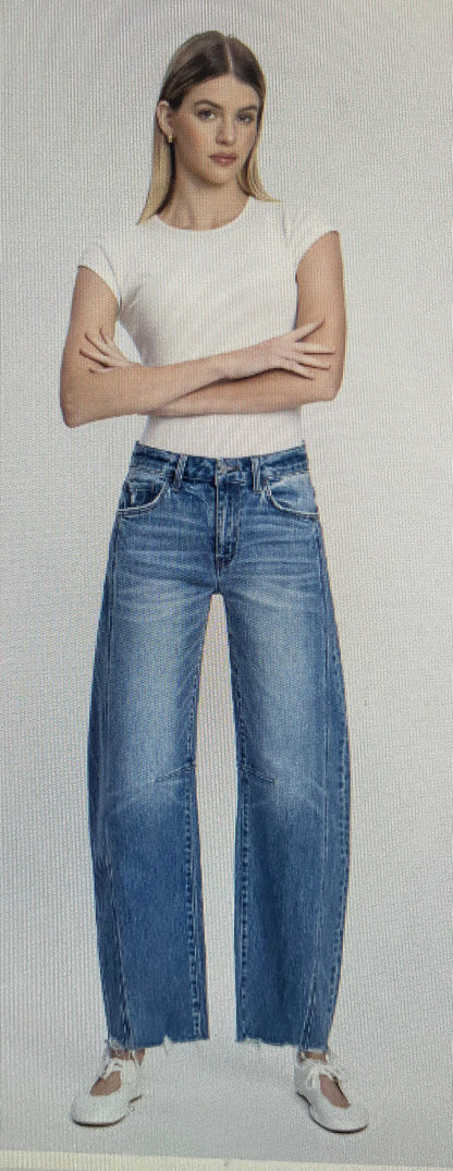 HR Raw Hem Barrel Denim