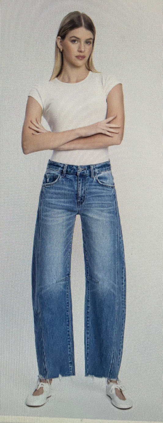 HR Raw Hem Barrel Denim