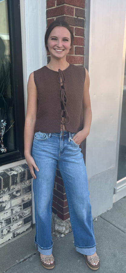 Chocolate Brown Tie Vest