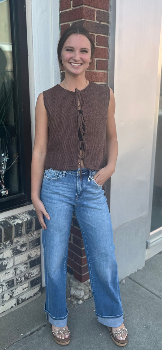 Chocolate Brown Tie Vest
