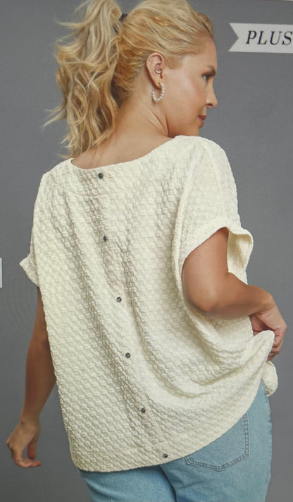 Cream Textured Jacquard Top PLUS