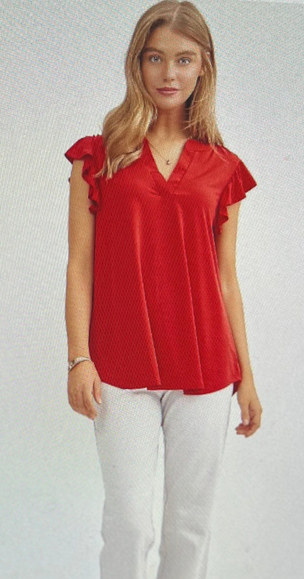Red Liz Flutter Top