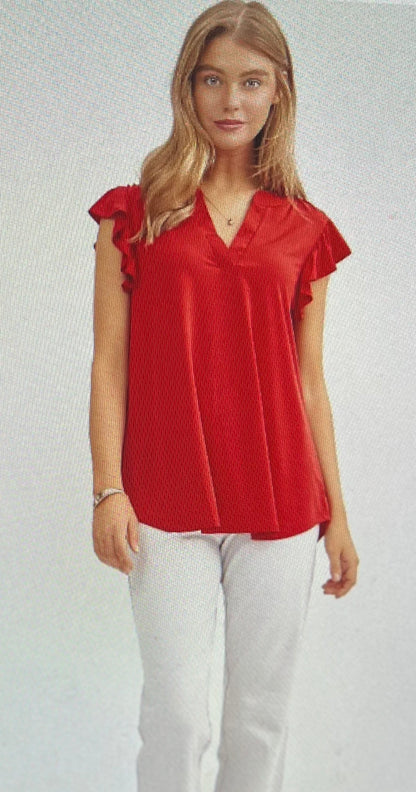 Red Liz Flutter Top