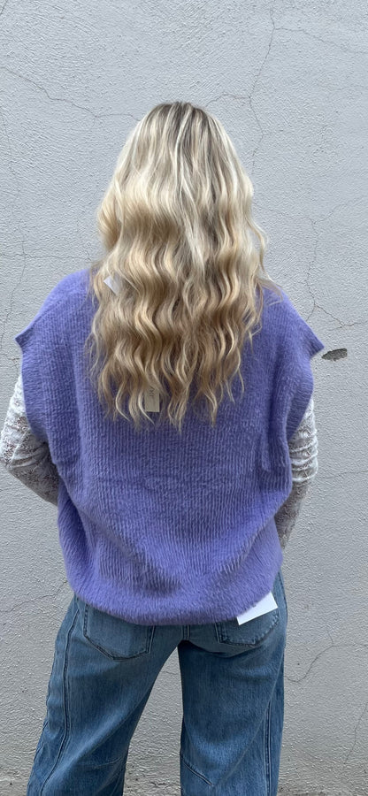 V Neck Fuzzy Sweater Vest