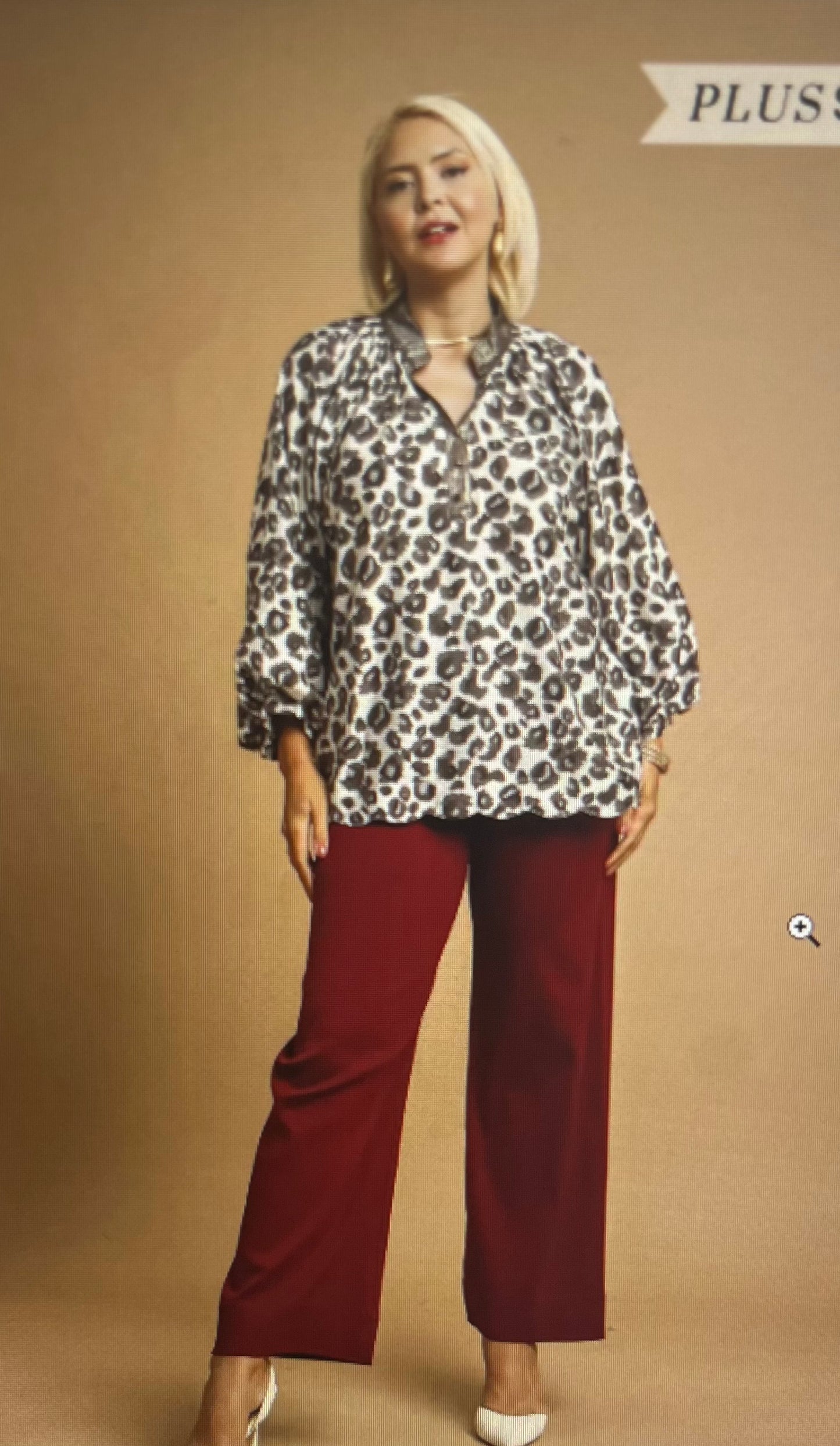 Leopard Print Boho Blouse PLUS