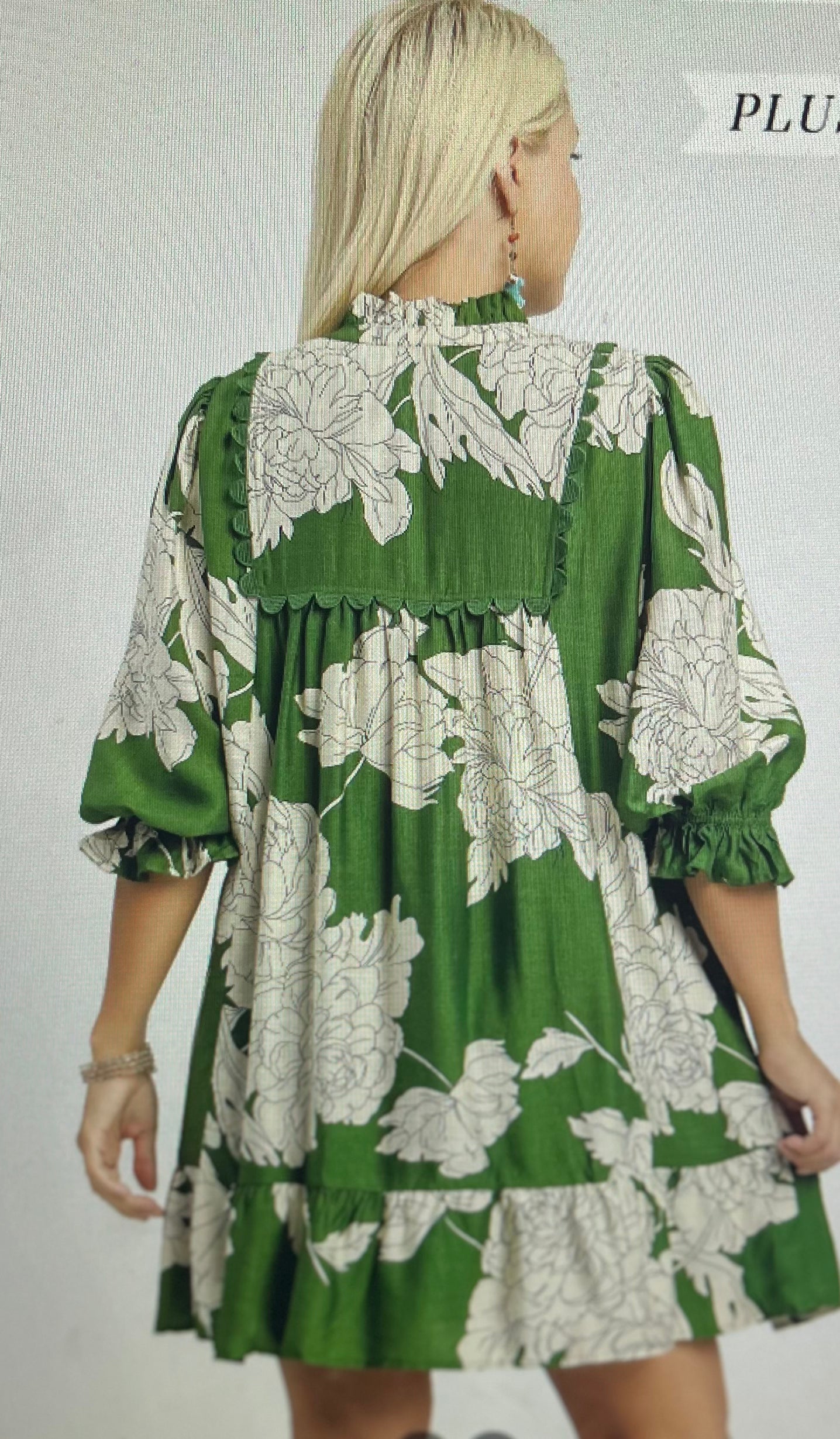 Fall V-Neck Babydoll Dress PLUS