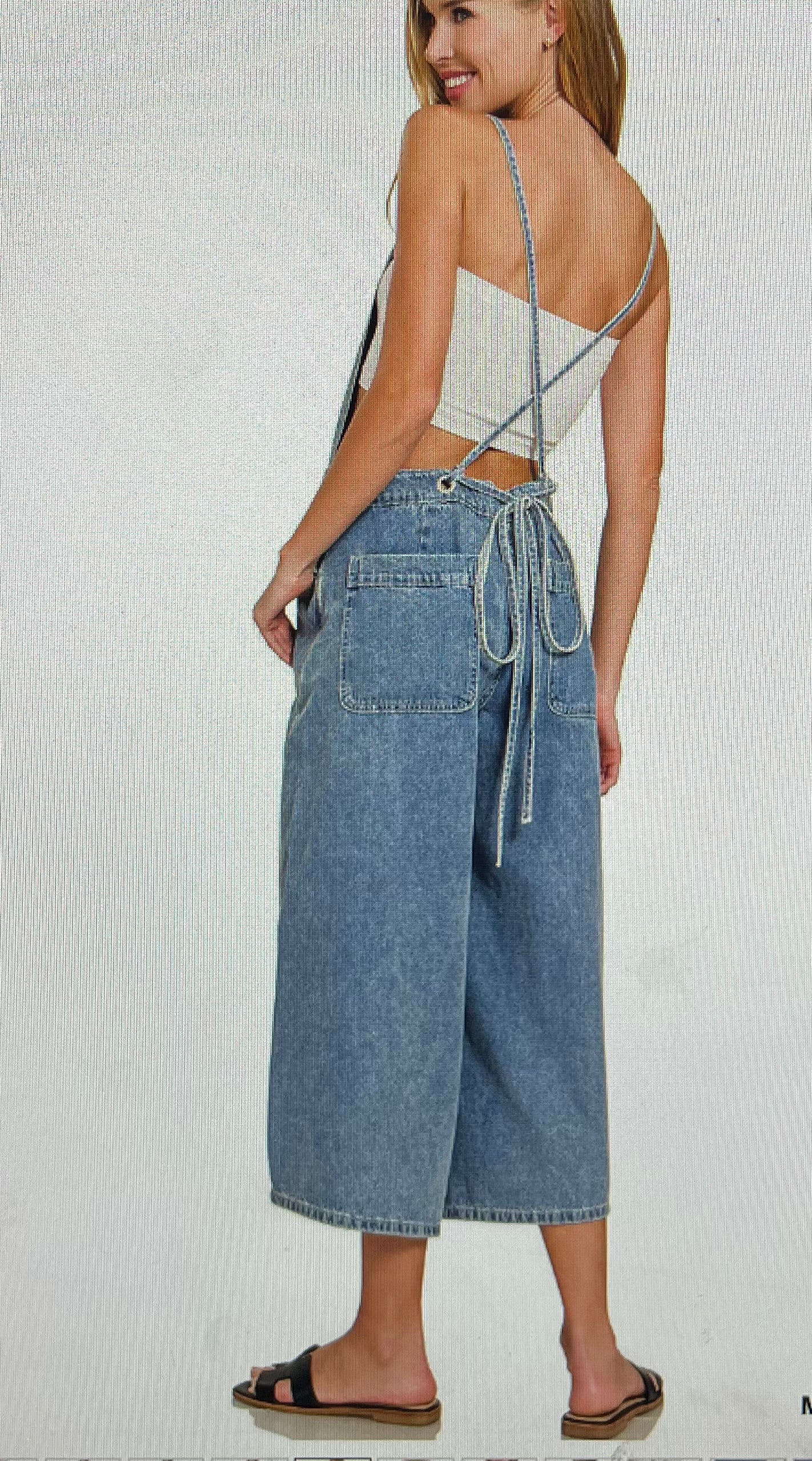 Denim Washed Wide Leg Overall