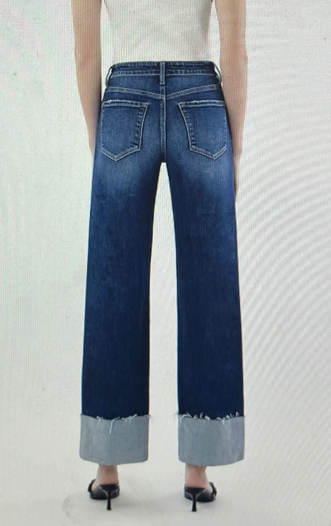 High Rise Dark Denim Cuff Jean PLUS