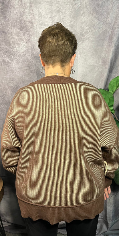 Exposed 2 Tone Sweater BRN PLUS